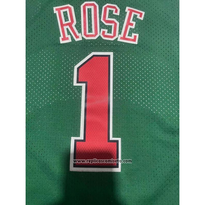 Camiseta Chicago Bulls Derrick Rose #1 Mitchell & Ness 2008-09 Verde2